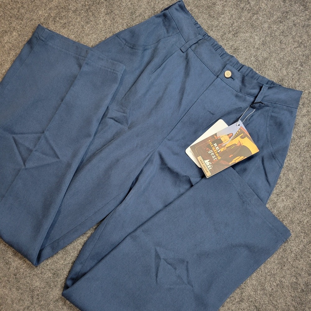 REI Pants Womens 12 Blue Marine Tencel Pleated Lightweight Elastic Waist Casual